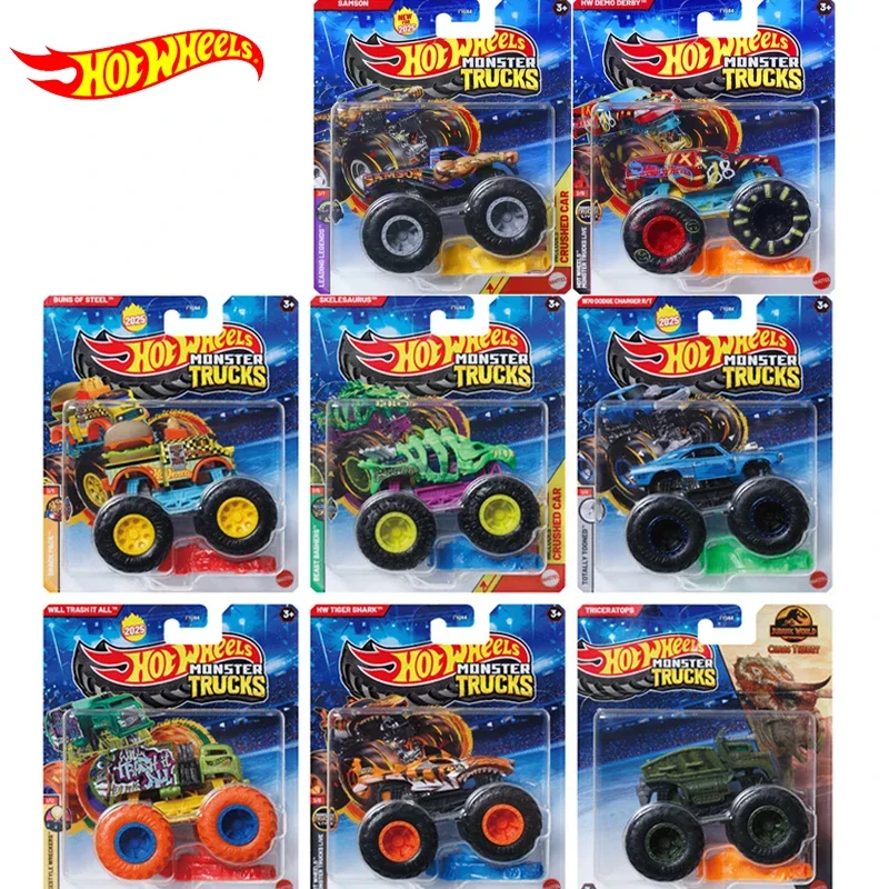 Original Hot Wheels Car Monster Truck Toys for Boys 1/64 Diecast Buns of Steel Will Trashit Dodge Charger Samson Jurassic World