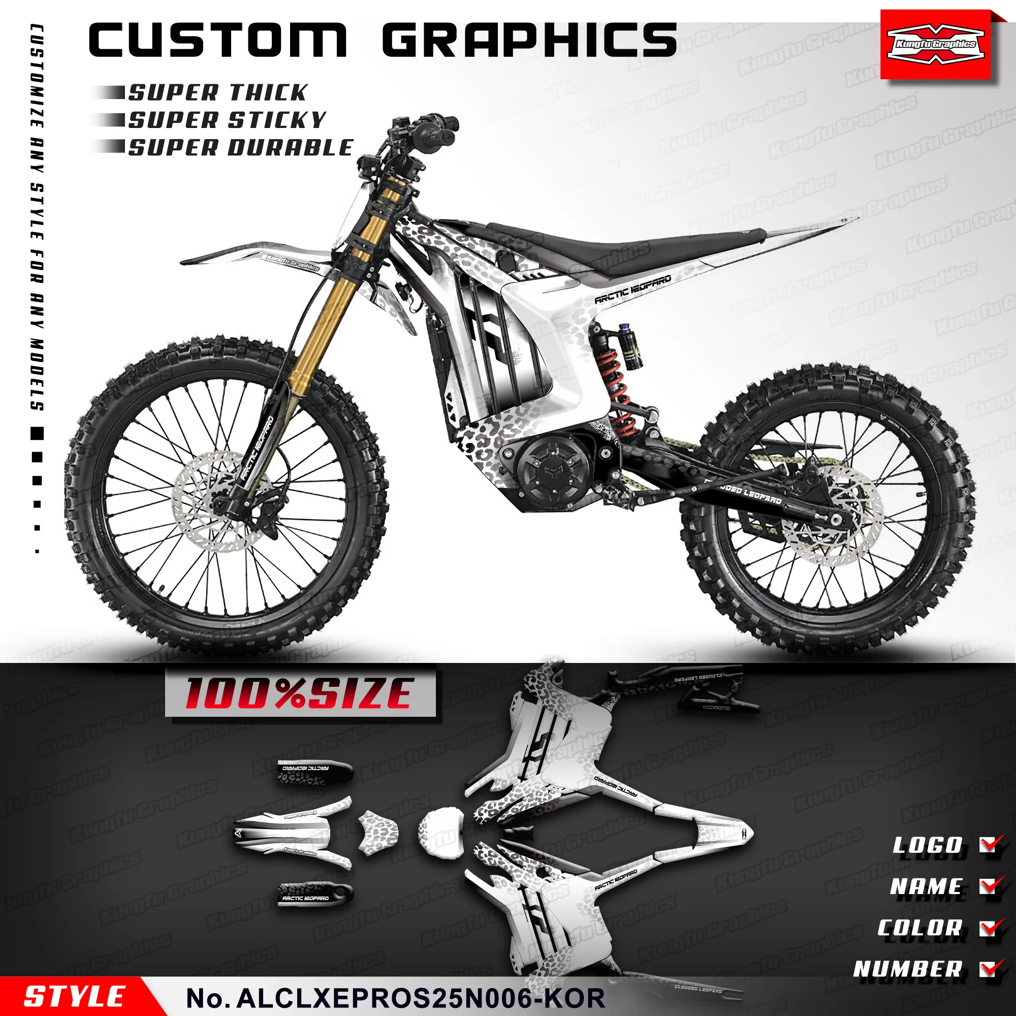 

KUNGFU GRAPHICS MX Stickers Laminated Decals for Arctic Leopard Clouded Leopard XE PRO / XE PRO S, ALCLXEPROS25N006-KOR