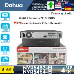 Dahua-wizsenseネットワークビデオレコーダー、人体、顔検出、認識、サードパーティカメラ、8HDds、NVR5432-EIおよびNVR5464-EI