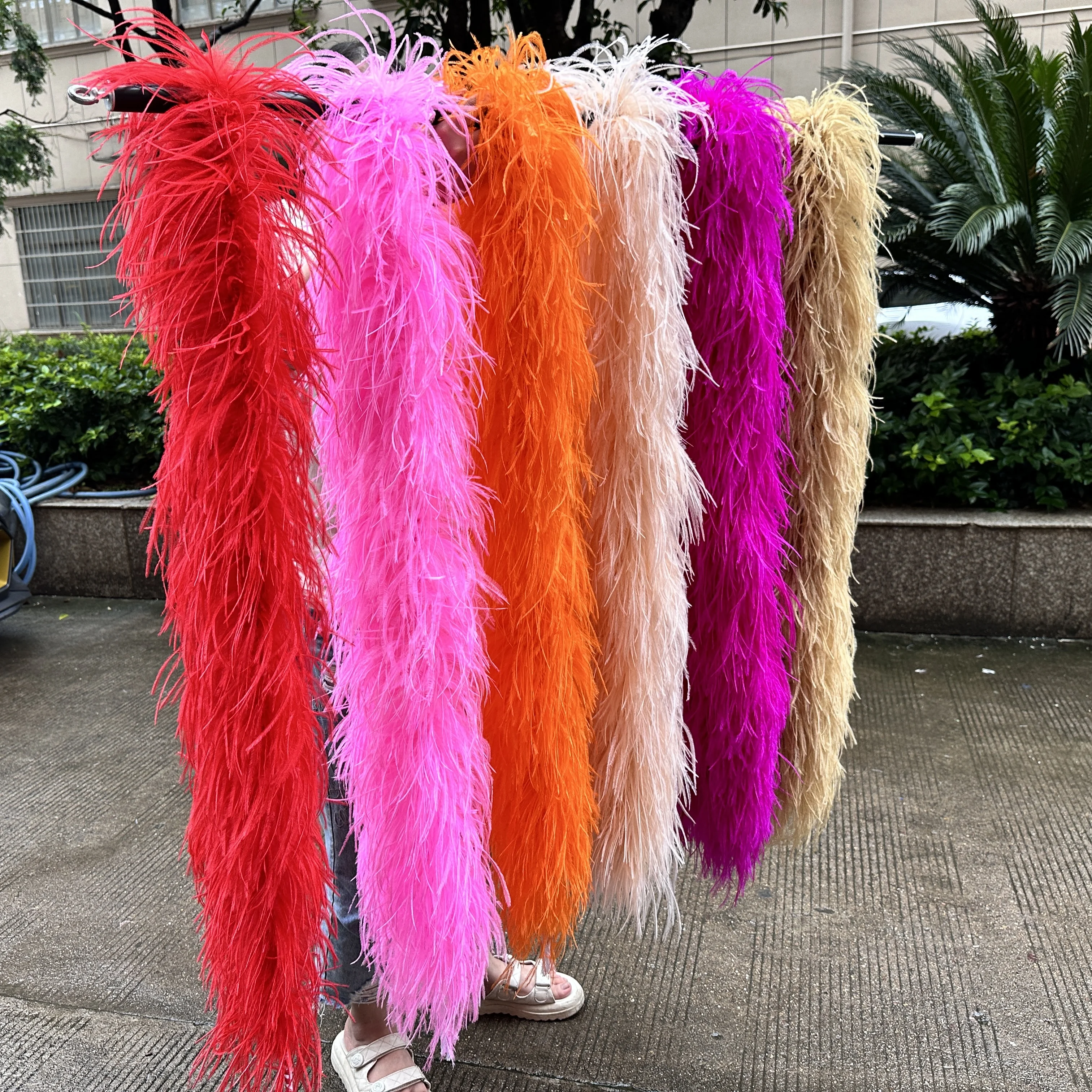 2 Meter Colorful Boa 6Ply 8Ply 10Ply 12PLY 15PLY Ostrich Feathers Boa Clothing Decorative Feathers for Crafts Plumes Scarf Dress