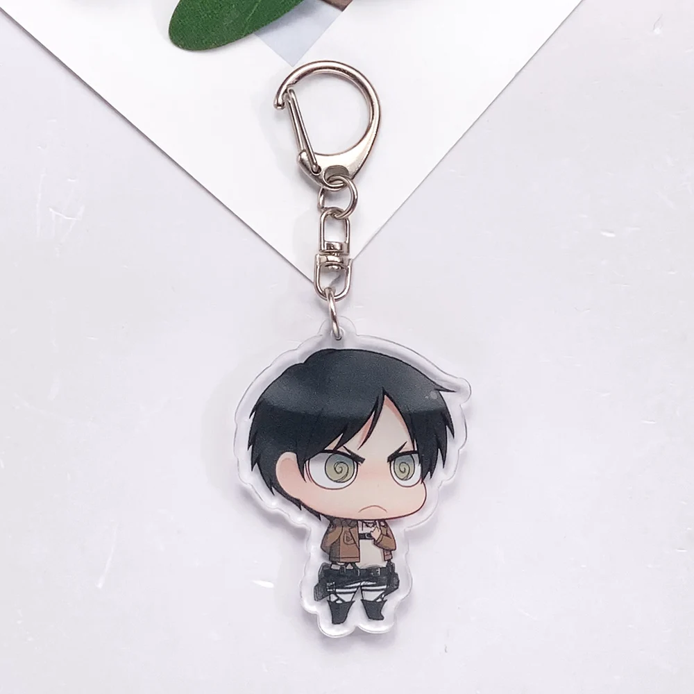 1/11Pcs Anime Figure Attack on Titan Acrylic Car Keychain Accessories Cute Bag Charm Backpack Pendant Key Ring Gifts For Friends
