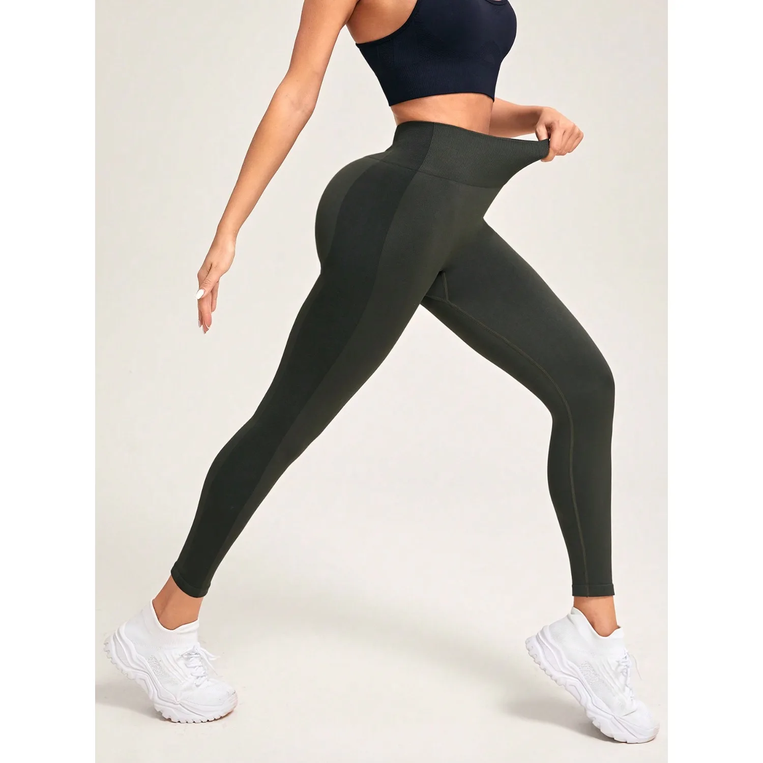 

Бесшовные женские однотонные спортивные брюки с высокой талией персикового цвета, облегающие вязаные штаны для йоги, леггинсы для занятий йогой в тренажерном зале