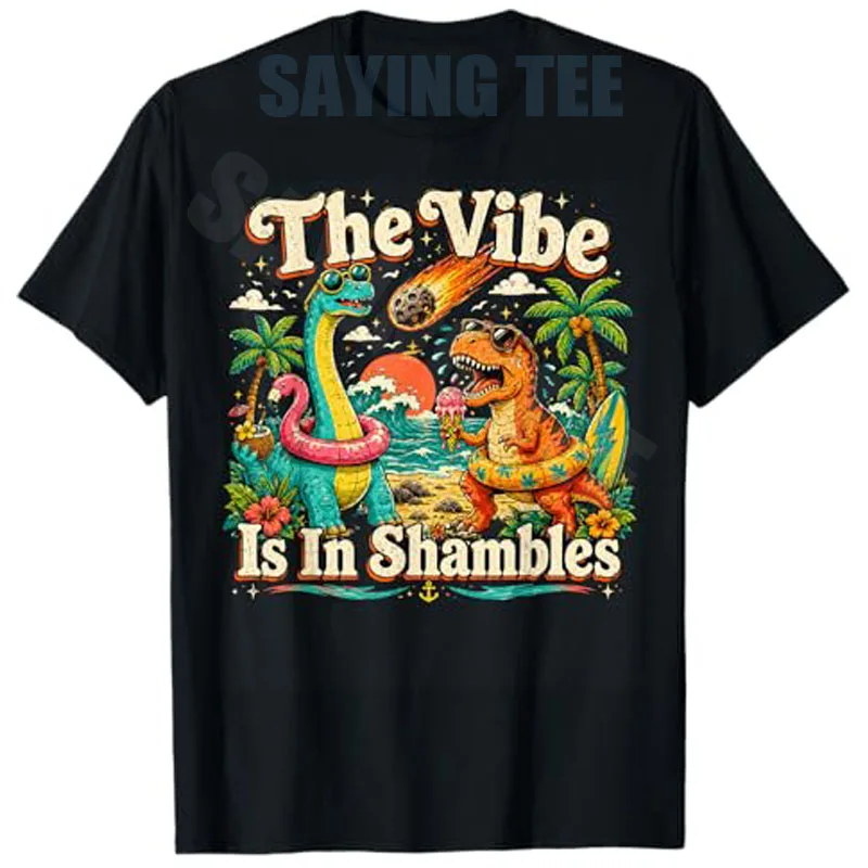 The Vibe Is in Shambles Dinosaur Mental Health Awareness Tee T-Shirt Y2k Boys Fashion Cute Dino Therapy Design Grafische Kleidung