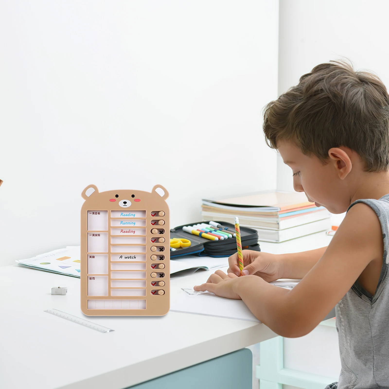 

Self discipline Punch Card 3 Months Kids Chore Chart Bear Design Sturdy Safe Practicalto do pad list pad chores chart classroom