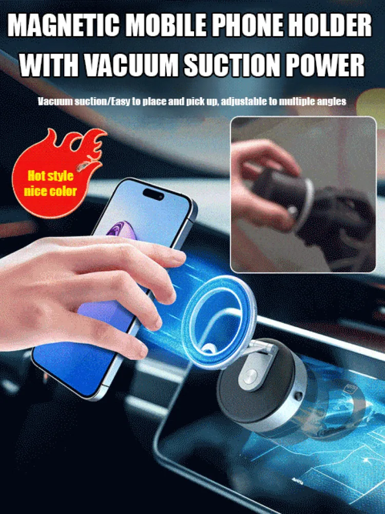 

Double Suction Cup Magnetic Phone Mount Strong Hold Car Dashboard Windshield Phone Holder Adjustable 360 Rotation Hands Free for