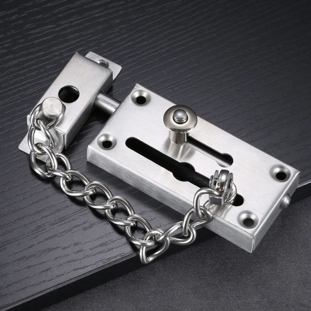 High Security Latch, Anti Thief Stainless Steel Door Chain Lock, Suitable for Residential, Apartment, Hotel Doors