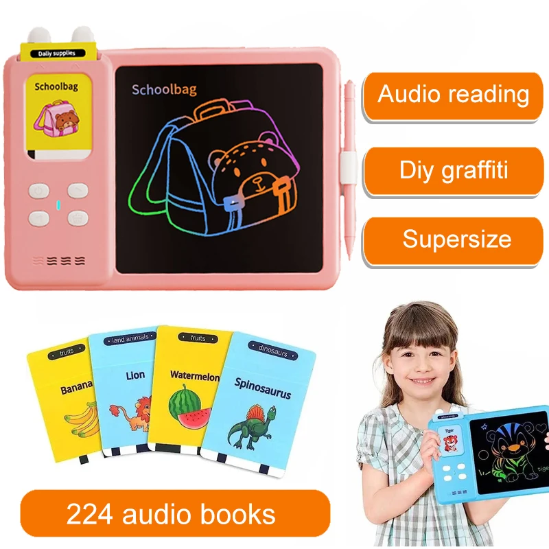 New 2 in 1 Kid Toys Talking Card Learning Machine Drawing Board Audio Books Educational Toys Children