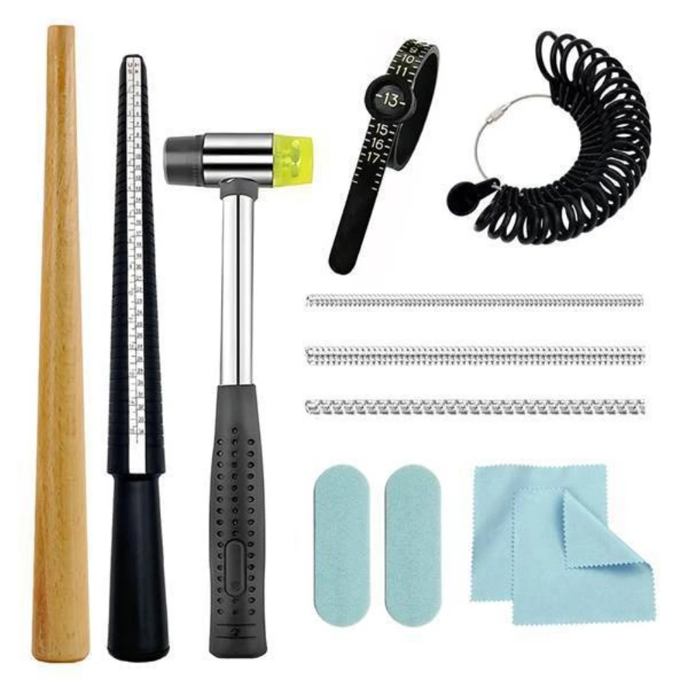12pcs Ring Mandrel Ring Sizer Tool Ring Measurer With Quarter Sizes Finger Size Measuring Ring Shaper To Fix Bent Rings
