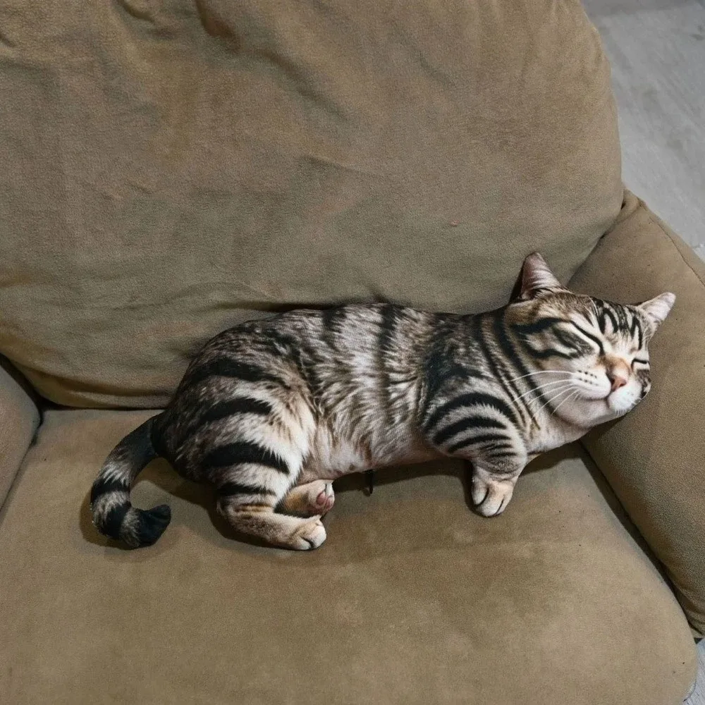 Creative Super Soft Simulated Cat Cushion Lifelike Cartoon Sleep Cushion PP Cotton Filled Realistic Cat Pillow Gift