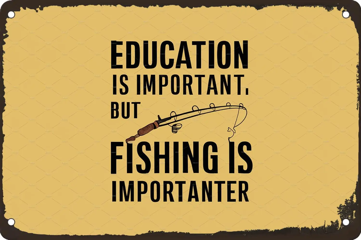 Funny Fishing Tin Signs Man Cave Decor Education Is Important But Fishing Is Importanter Vintage Metal Sign Fish Poster Wal sign