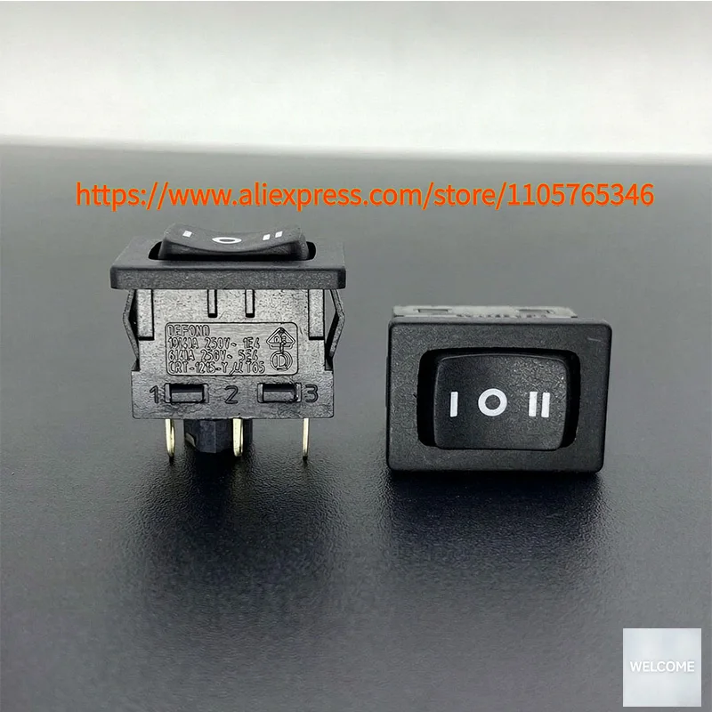 10pcs DEFOND CRT-1215-Y Power Boat Switch 10A High Current 3-pin 3-speed Rocker Button Button