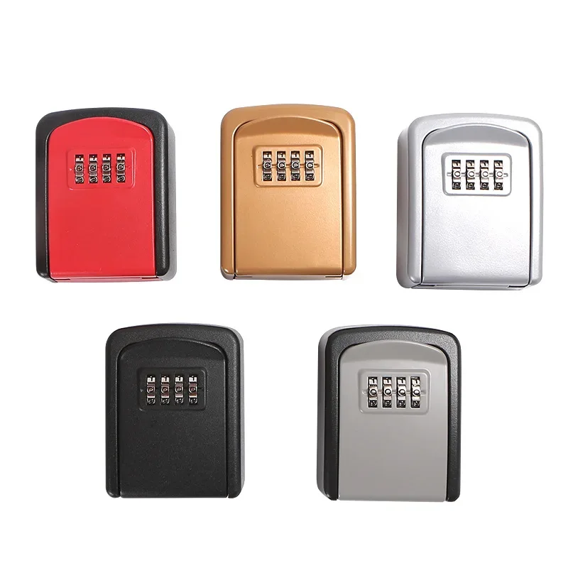 Household Code Key Box Outdoor Waterproof Decorative Keybox Wall-mounted Metal 4 Digit Combination Password Keysafe Storagebox