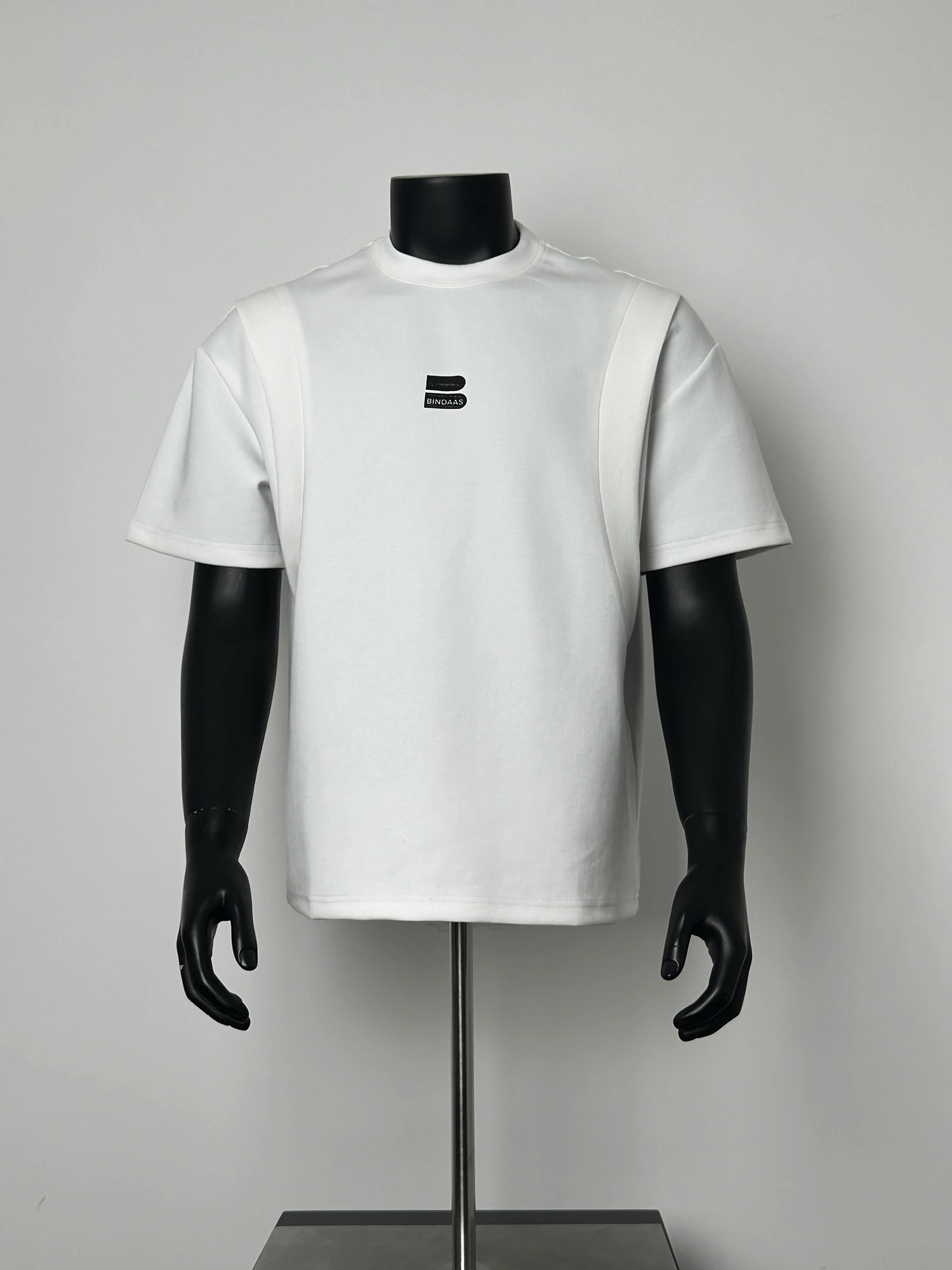 

Мужская футболка ANXIE из хлопка с эффектом двухслойности, свободного кроя, с деконструированным дизайном, плотность 320 г/м², с коротким рукавом, защита от морщин