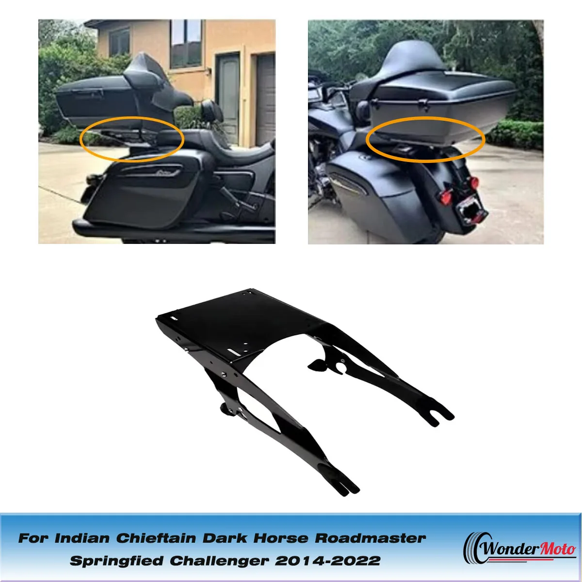 

Motorcycle Luggage Rack Tour Pack Mounting for Indian Chieftain Dark Horse Roadmaster Springfied Challenger 2014-2022