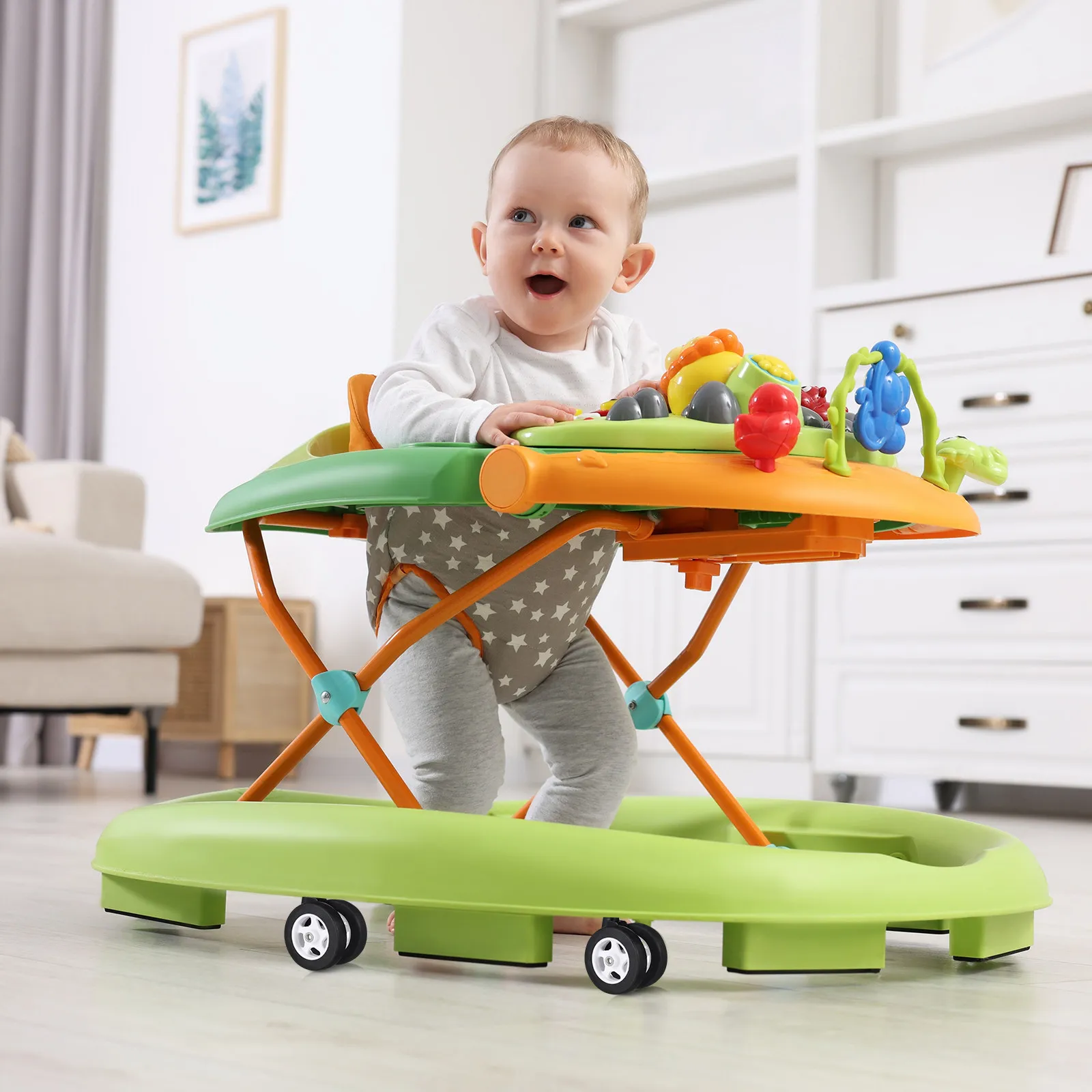 4Pcs Silent Rotation Stroller Wheel Replacement for Infant Walkers Easy Detach Installation Plastic Caster Wheels Stroller