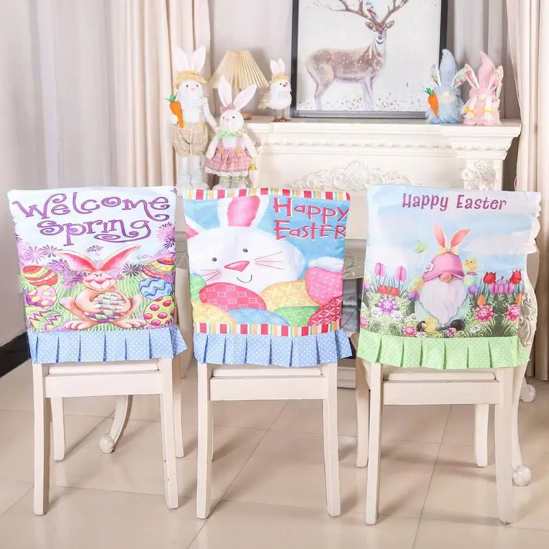 

Spring Chair Covers universal Welcome Spring Chair Cover Easter Gnome Dining Chair Slipcovers Happy Easter Day Party Decoration