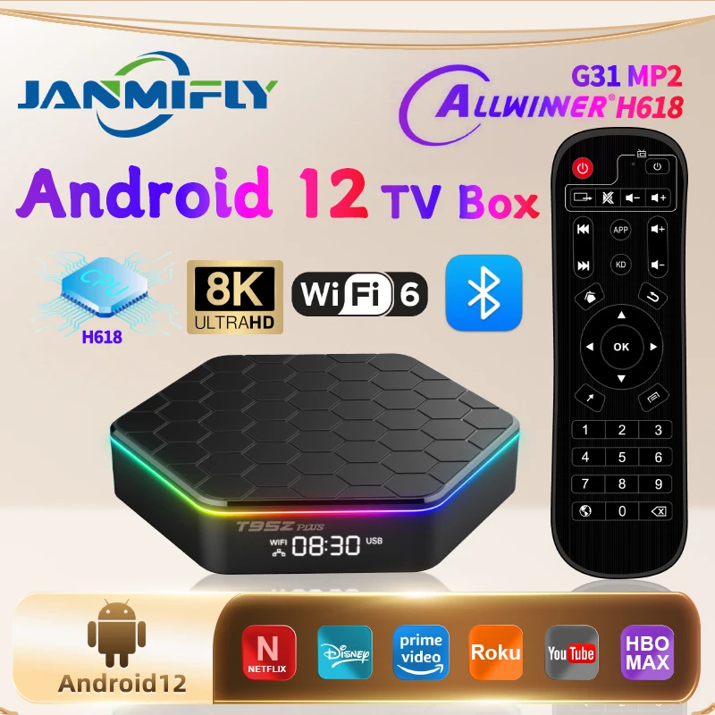 Global Version T95Z Plus Tv Box Android 12 Wifi6 BT 5.0 Smart Android TV Box 2.4G & 5G Dual Band HD 6k Media Player