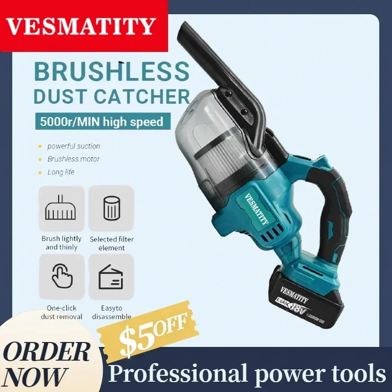 For Makita 18/20V Battery Pin Floor Collector Carpet Car Cordless Vacuum Cleaner Handheld Dus Pet Hair Cleaning Power Tool