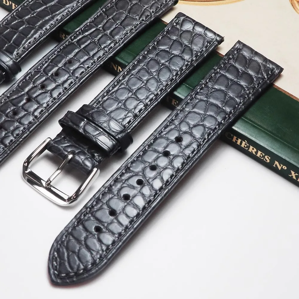 

18 20 21 22mm Thin Handmade Strap Crocodile Leather Replacement Watchbands Alligator Grain Genuine Product Watch Band Bracelet