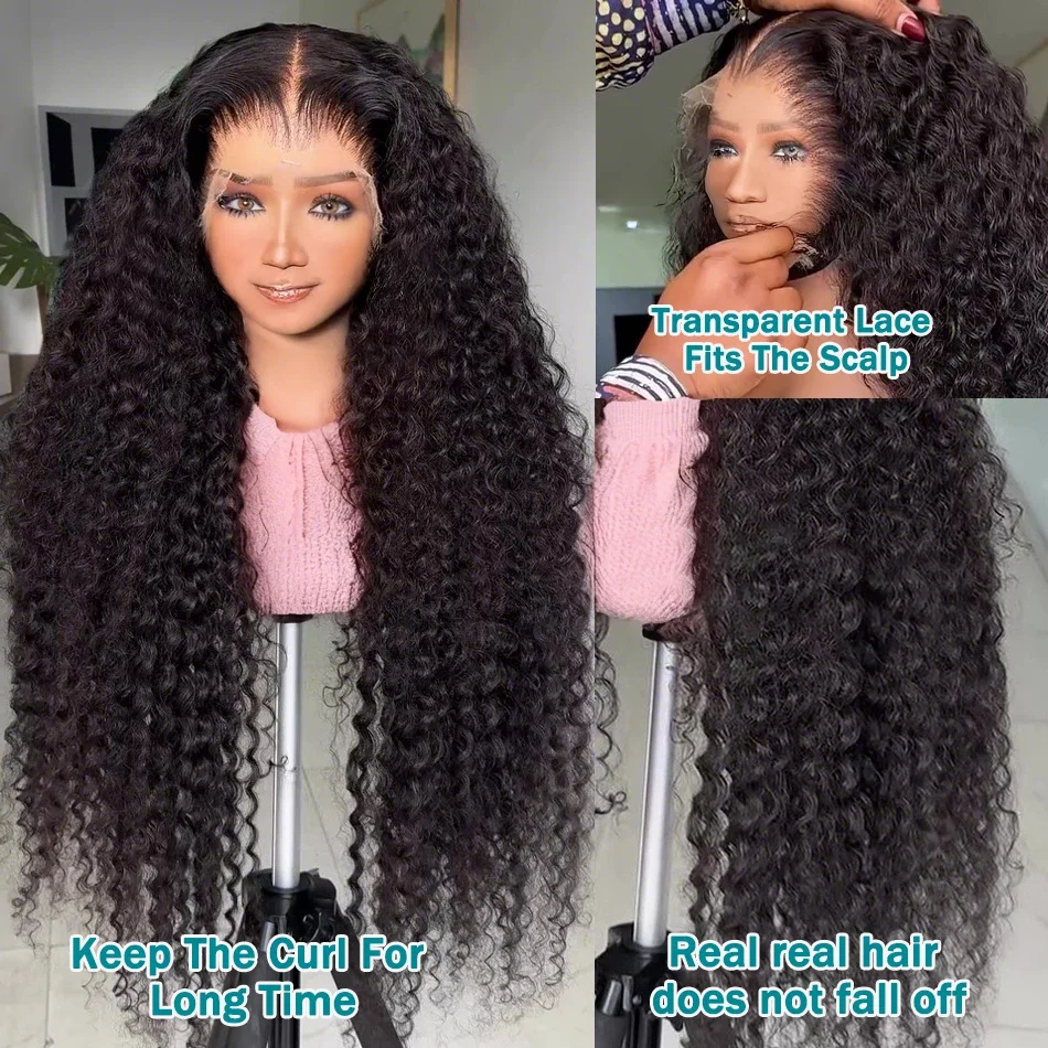 30 32 40 Inch Deep Wave 13x6 HD Transparent Lace Frontal Human Hair Wigs 200 Density Remy 13x4 Water Curly Front Wig For Women