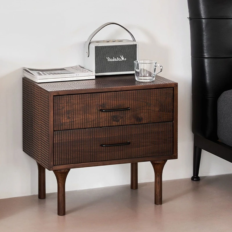 

Solid wood bedside table retro modern simple bedroom home storage cabinet drawer cabinet locker