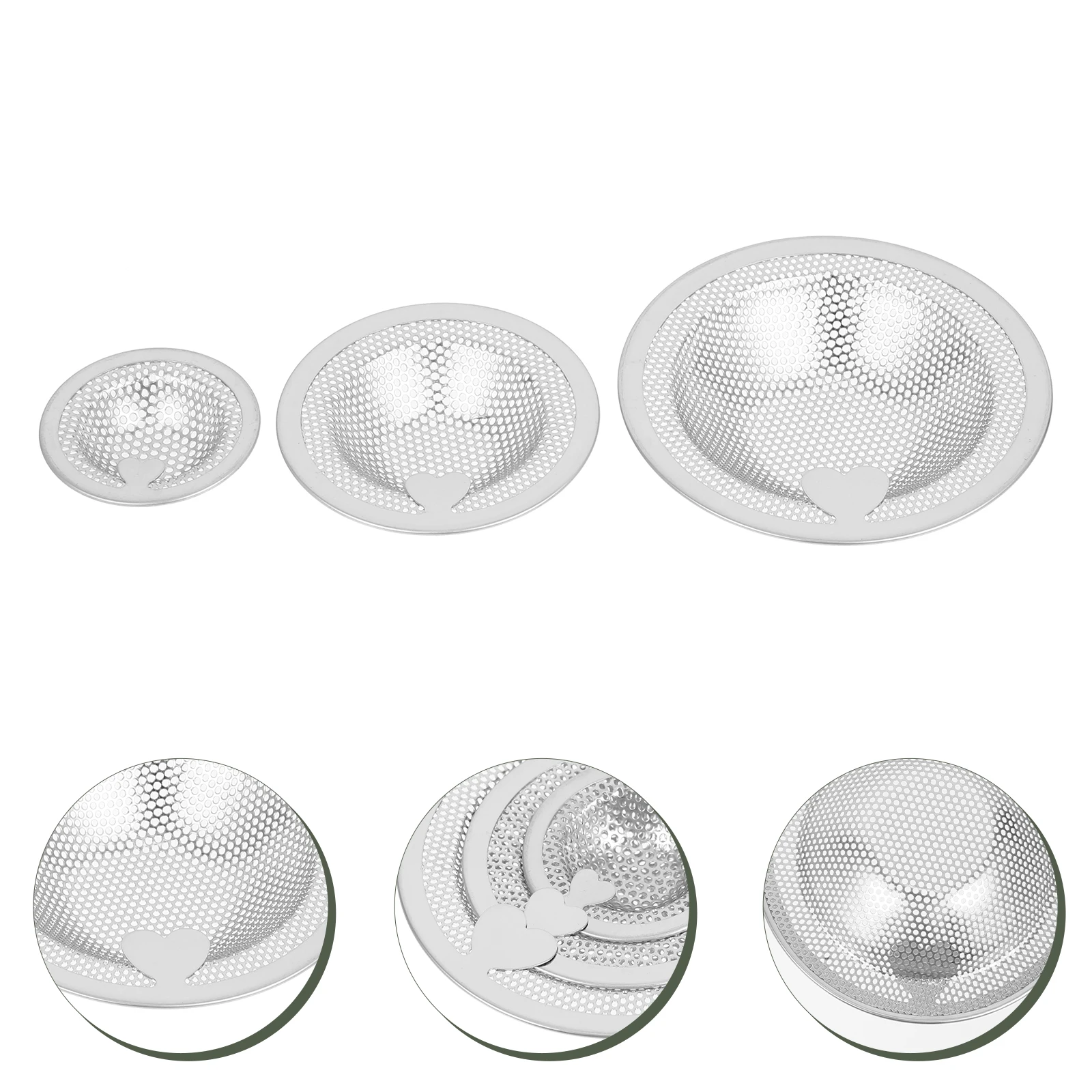 3 قطعة مصفاة الفلتر حوض المطبخ الفولاذ المقاوم للصدأ غطاء للصرف للحمام المنزلي تصميم ثقب رفيع يمنع انسداد