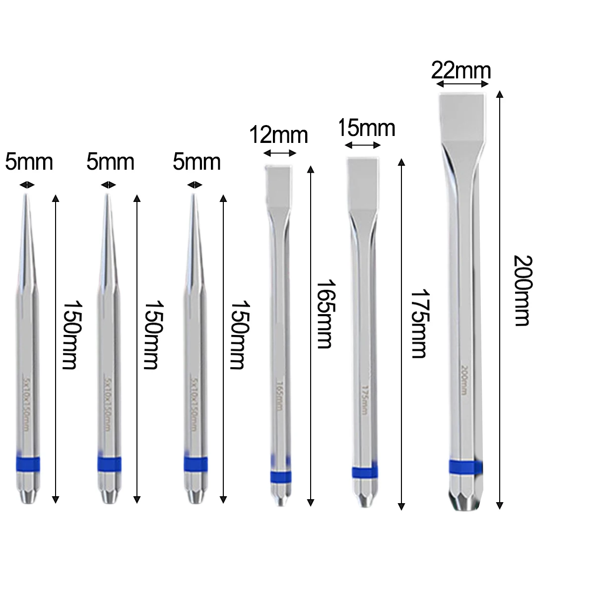 

6 шт., плоский рулонный штифт, инструмент для удаления, сверхмощное долото, конус, дырокол для ремонта часов, кирпич, металл и камень, ручные инструменты