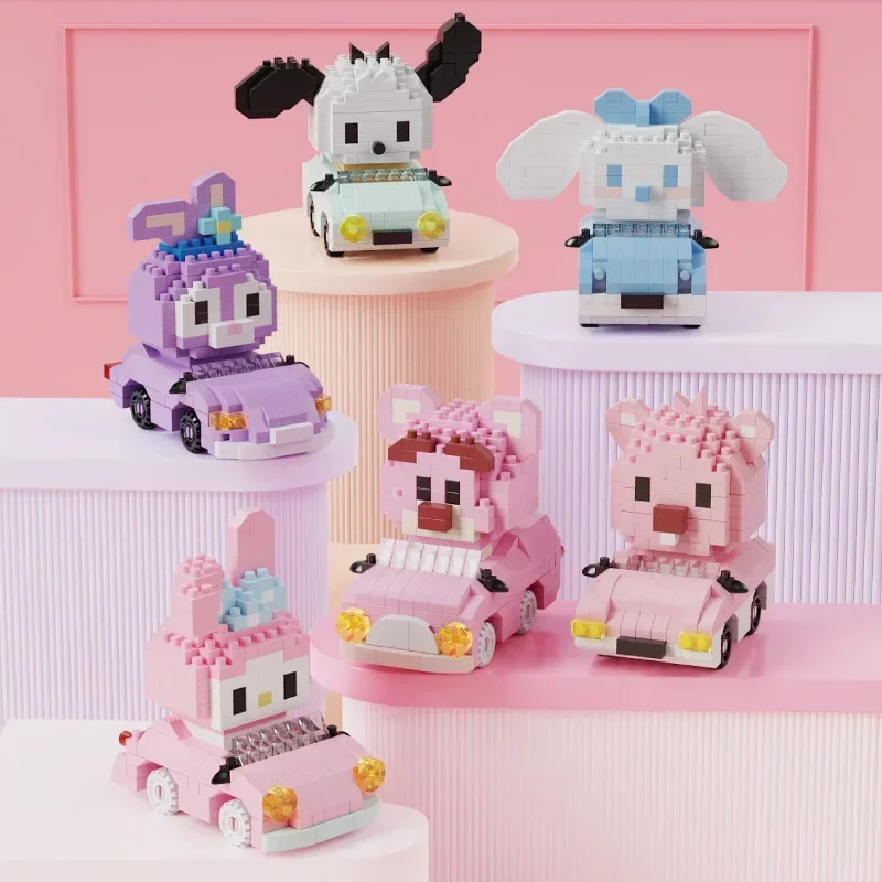 Kawaii Labubu Micro Building Blocks Loopy Cosplay Disney Sanrio Labubu Figure Model Assembled Mini Brick Toys for Kids Gift