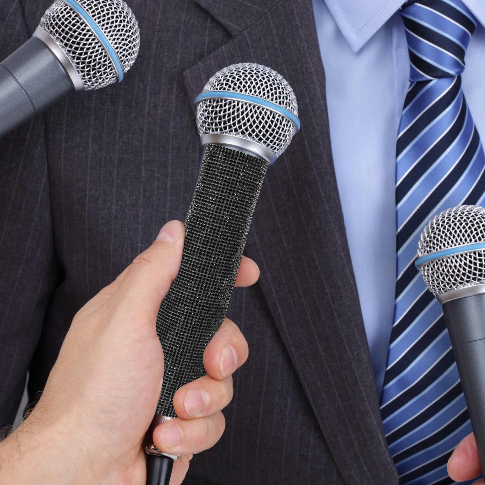 Manchon de poignée de micro sans fil, housse de strass à paillettes, manchon de protection décoratif scintillant pour la plupart