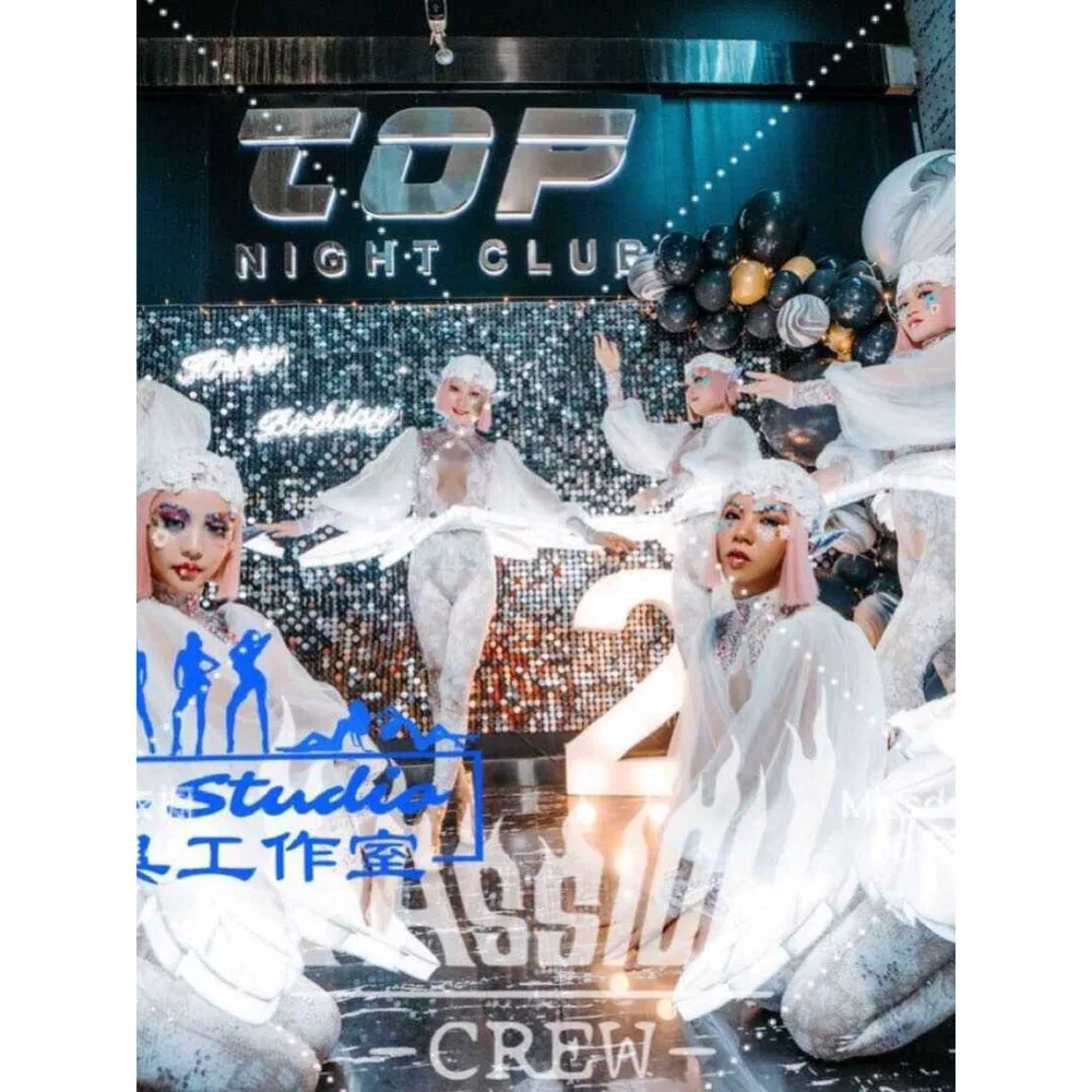 

Missdeng Nightclub Cosplay Costume Visual Glowing Leaf Dress Gogo Party Highlight DS Bar Performance Costume