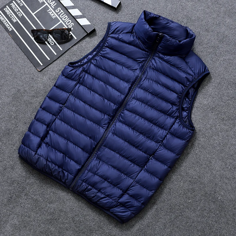 Neue Männer Spring Down Weste Jacken Herren leichte wasserfeste packbare Puffer ärmellose Weste Mäntel große Größe 5xl 6xl