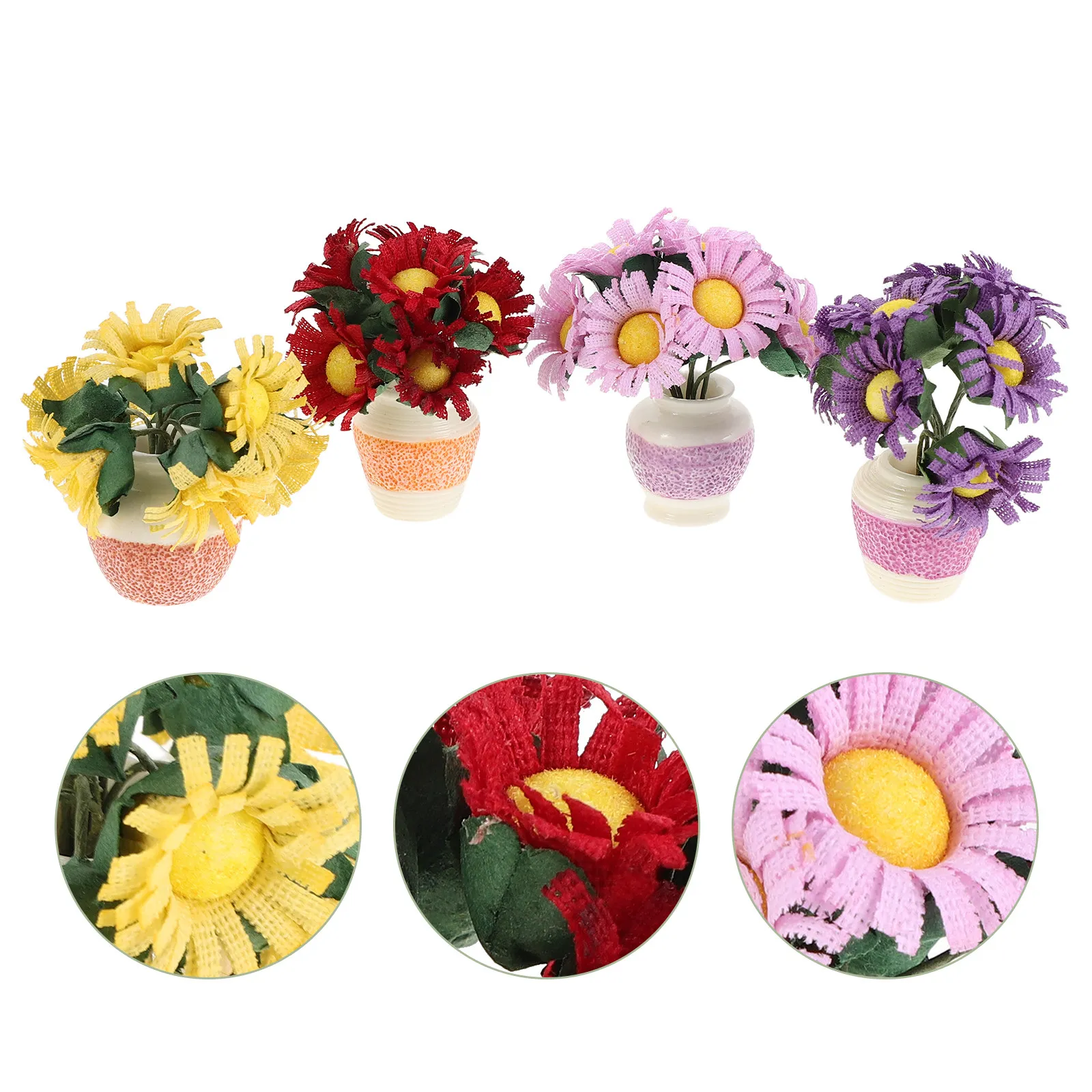 

4Pcs Car Interior Ornaments Mini Plastic Artificial Flowers Dashboard Decor Dashboard Decoration Accessories Car Floral Ornament