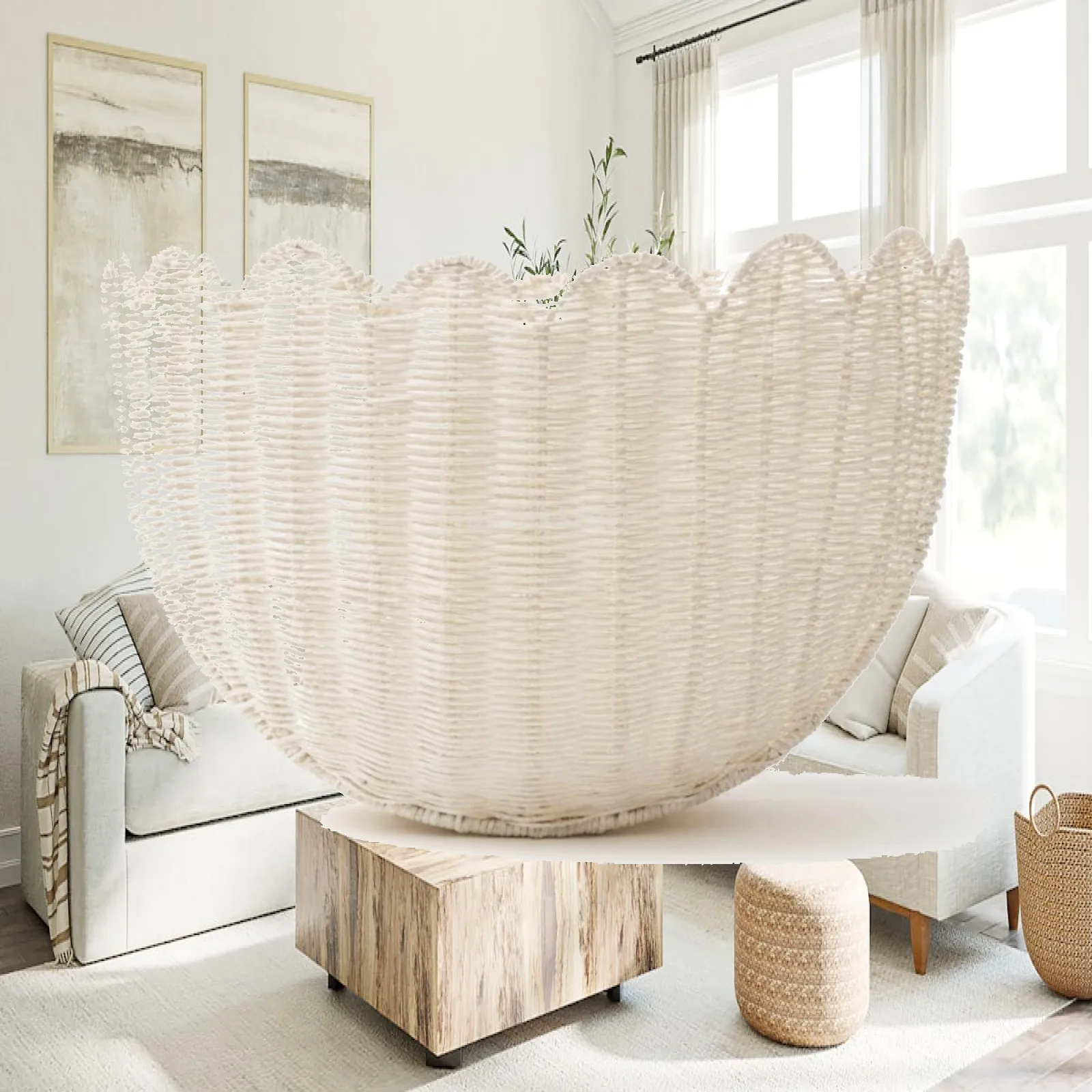 Natural Wicker Braided Wall Basket for Storage Organizing Crafts Kids Room Decor