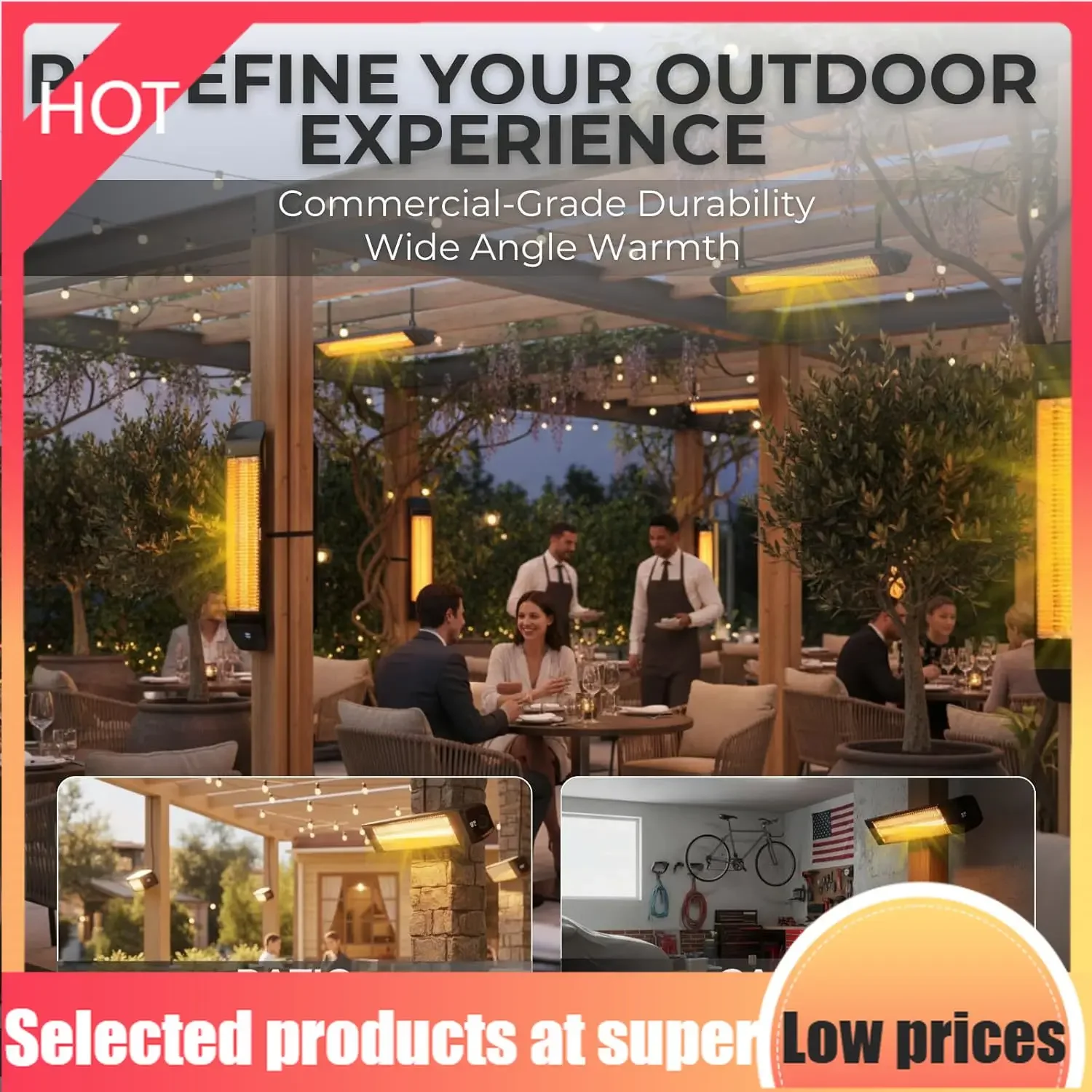 

Competitive Item-ZeboZap KDHT1500 1500W Infrared Electric Patio Heater For Gazebos, Pergolas, Decks, Garages, Backyards & Restau