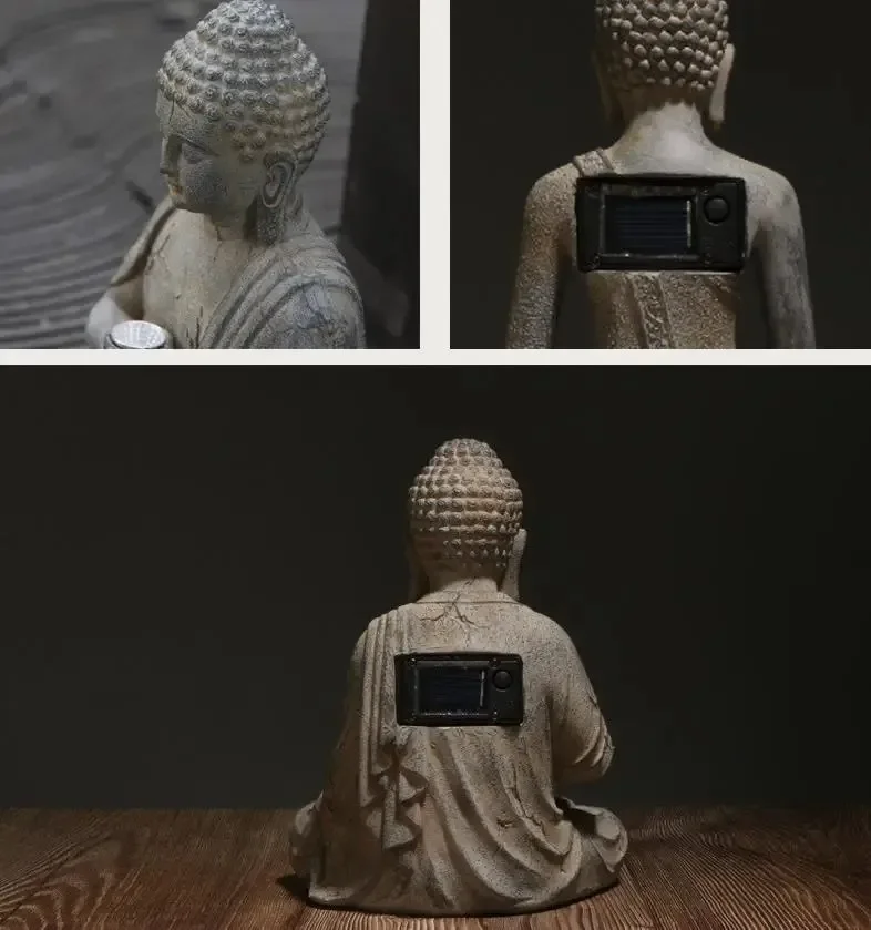 2026-Resin Solar Buddha Statue Sculpture Garden Decor Light Zen Asian Buddha Decoration For Home Outdoor Front Porch Yard