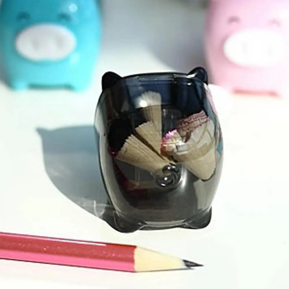 Manual Pencil Sharpener Pig Shaped Plastic Waste Storage Convenient Pencil Curler for Desktop