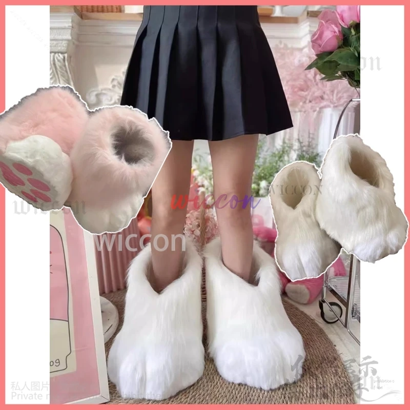 맞춤형 모피 컬러 동물 발 또는 손바닥, 창의적인 귀여운 호랑이 사자 여우 발, 귀여운 플러시 코스프레 소품, 애니메이션 A 쌍