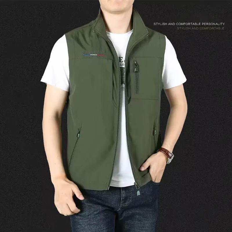 Autumn and winter new wear solid color retro vest men's fashion brand leisure outdoor loose fishing vest jacket