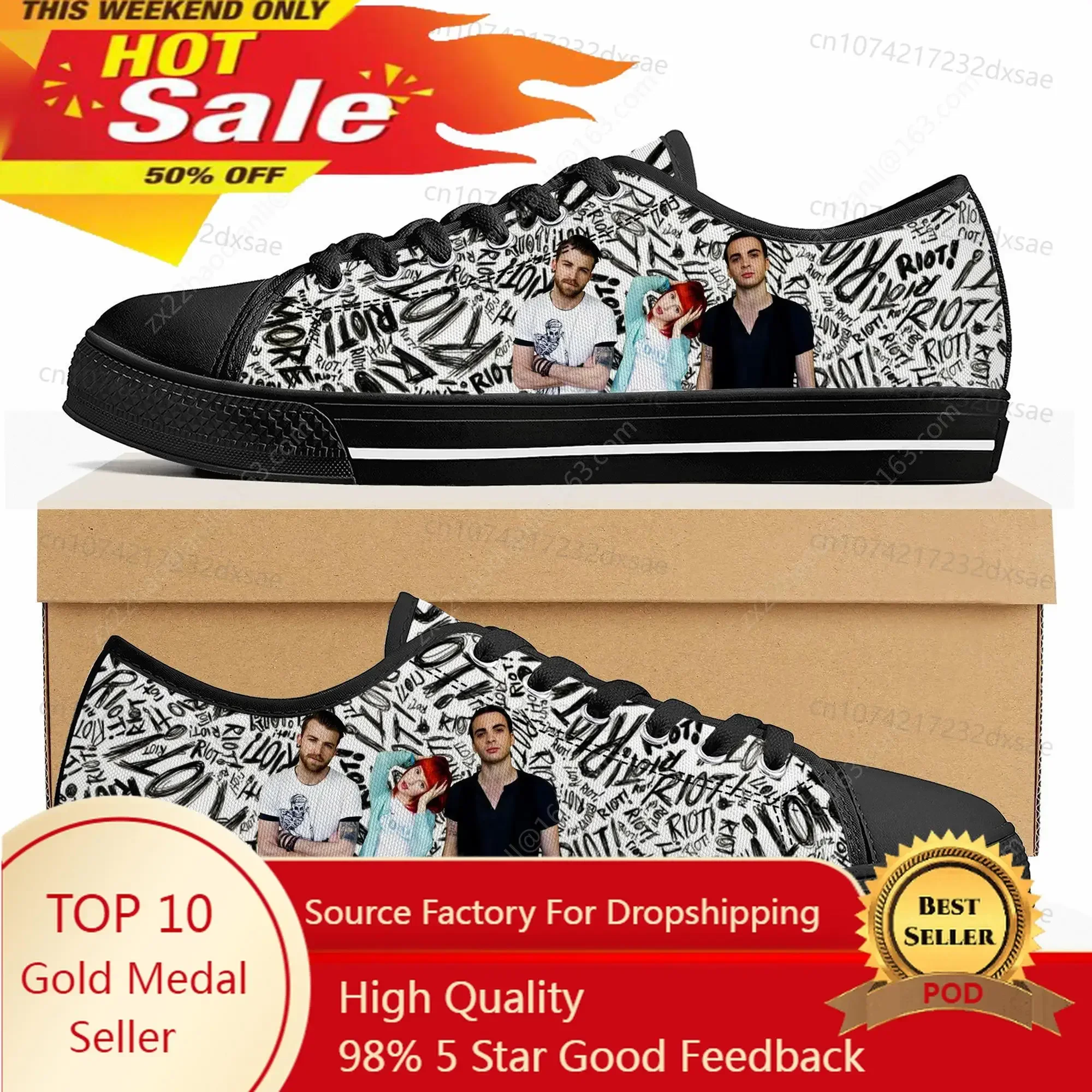 Paramore Rock Band Pop Low Top High Quality Sneakers Mens Women Teenager Canvas Sneaker Casual Couple Shoes Custom Shoes