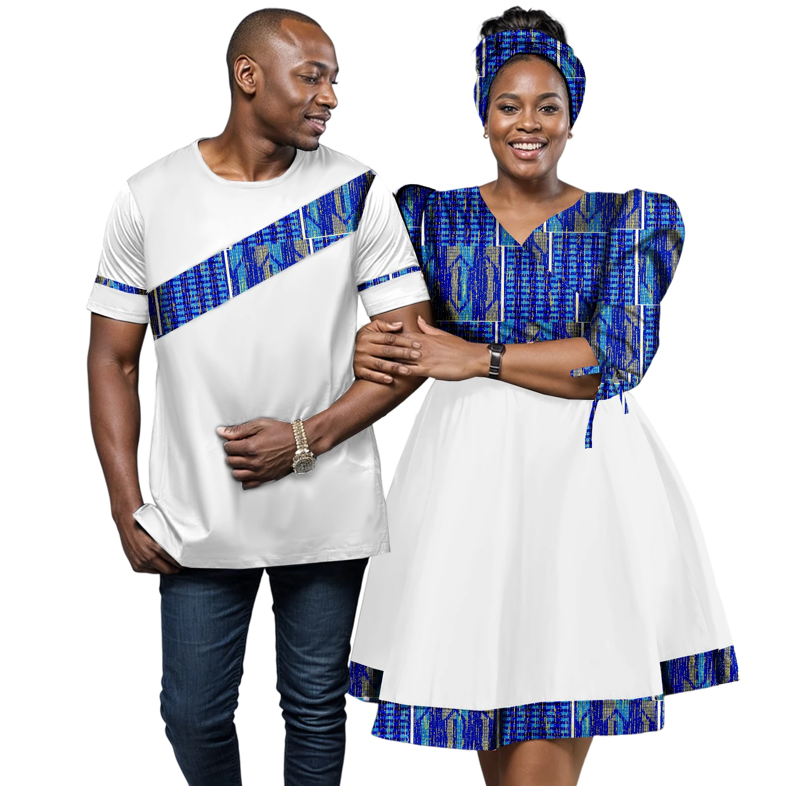 

Женские платья с принтом, повседневный головной платок, шарф Dashiki, африканская пара, одинаковая одежда, мужская рубашка с коротким рукавом