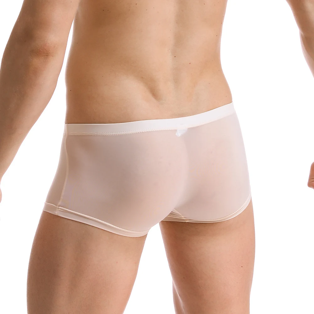 Men Ice Silk Briefs Shorts Boxer Underpants Trunks Sexy Underwear Breathable Soft Low-rise Transparent Super Thin Men Boxer