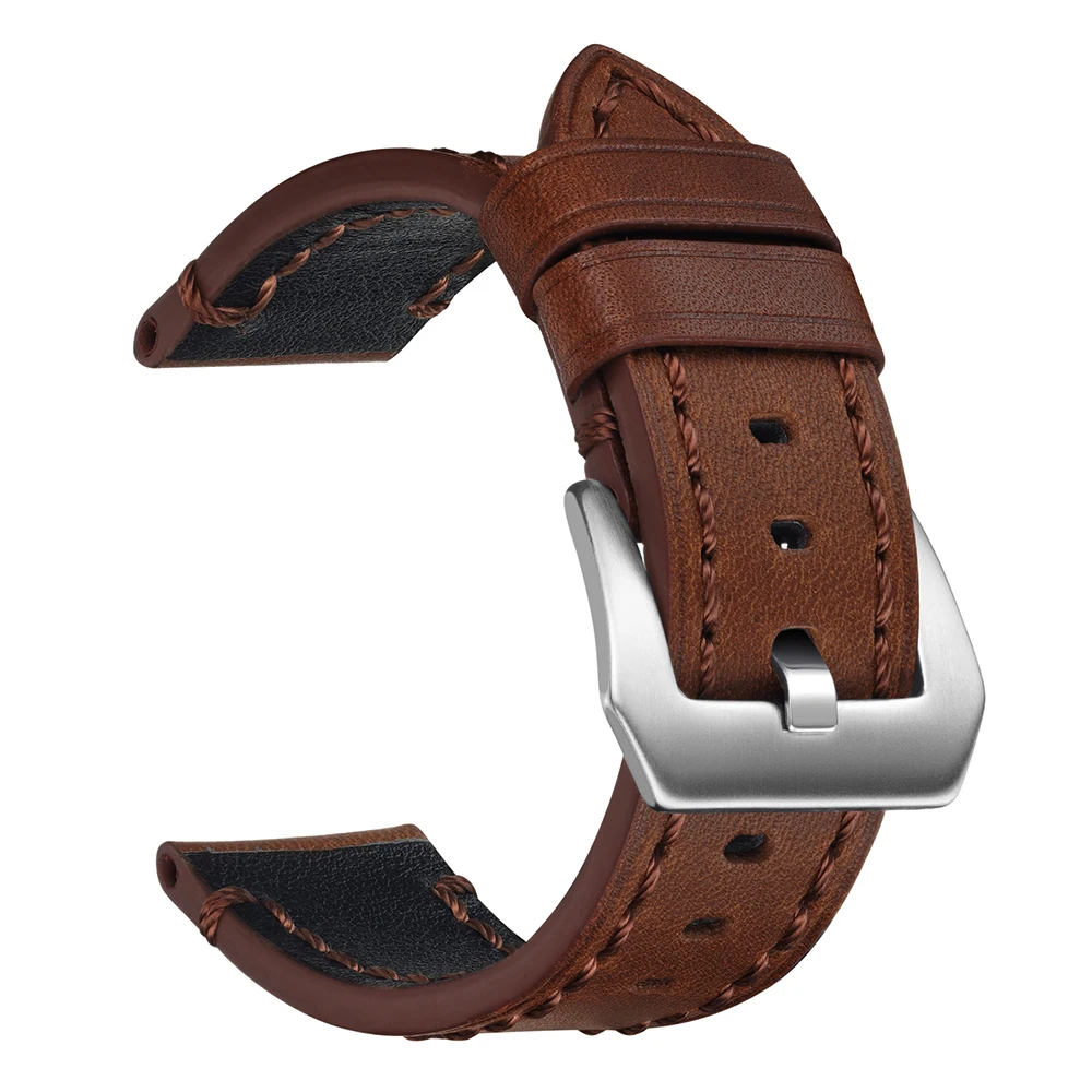 خمر حزام ساعة جلد طبيعي مخيط يدويا ساعة رجالي فاخرة حزام من الجلد 20 مللي متر 22 مللي متر 24 مللي متر