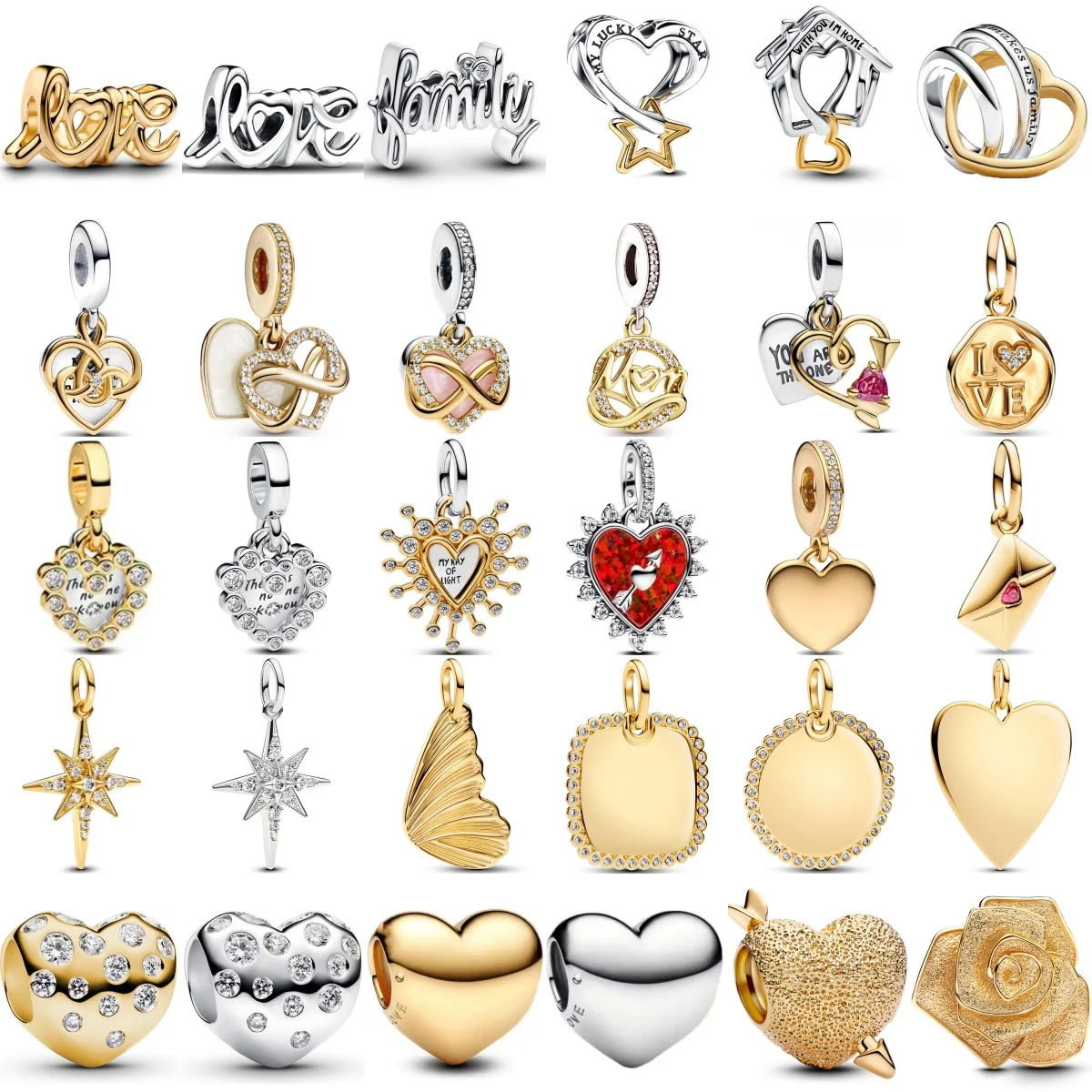 

Luxury 925 Sterling Silver Gold Heart-Shaped Butterfly Wing Pendant Suitable For Original Necklace Bracelets DIY Women's Jewelry