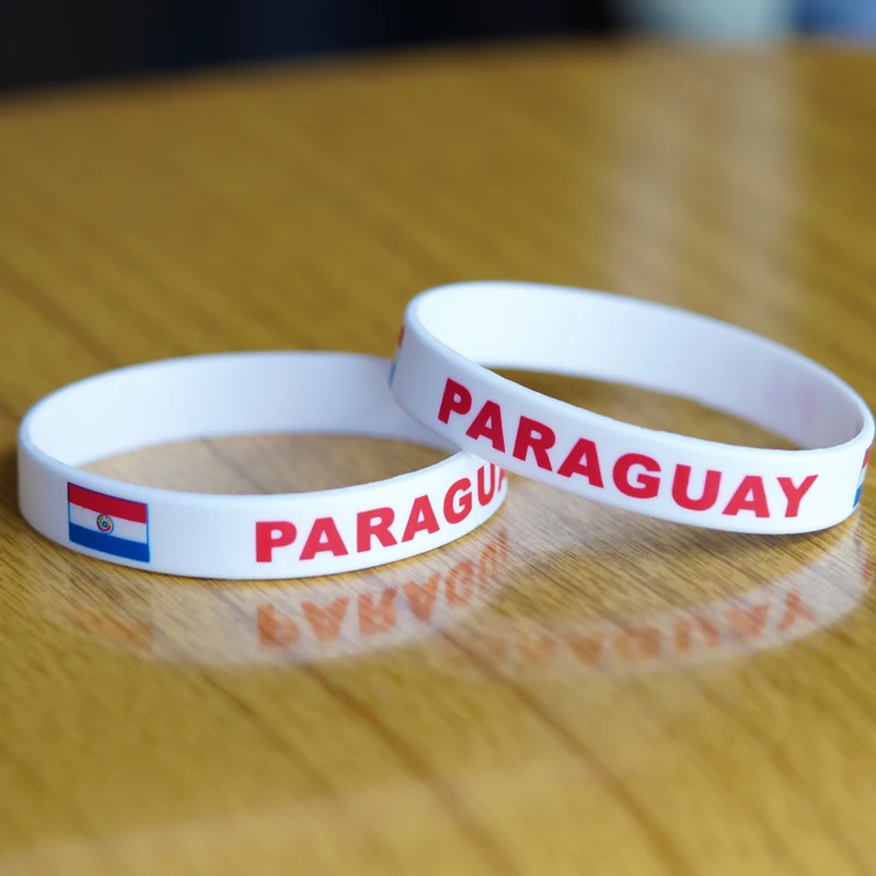 Customized 2pcs Paraguay National Flag Wristband Sport Silicone Bracelet Rubber Band Commemorative Fashion Accessory