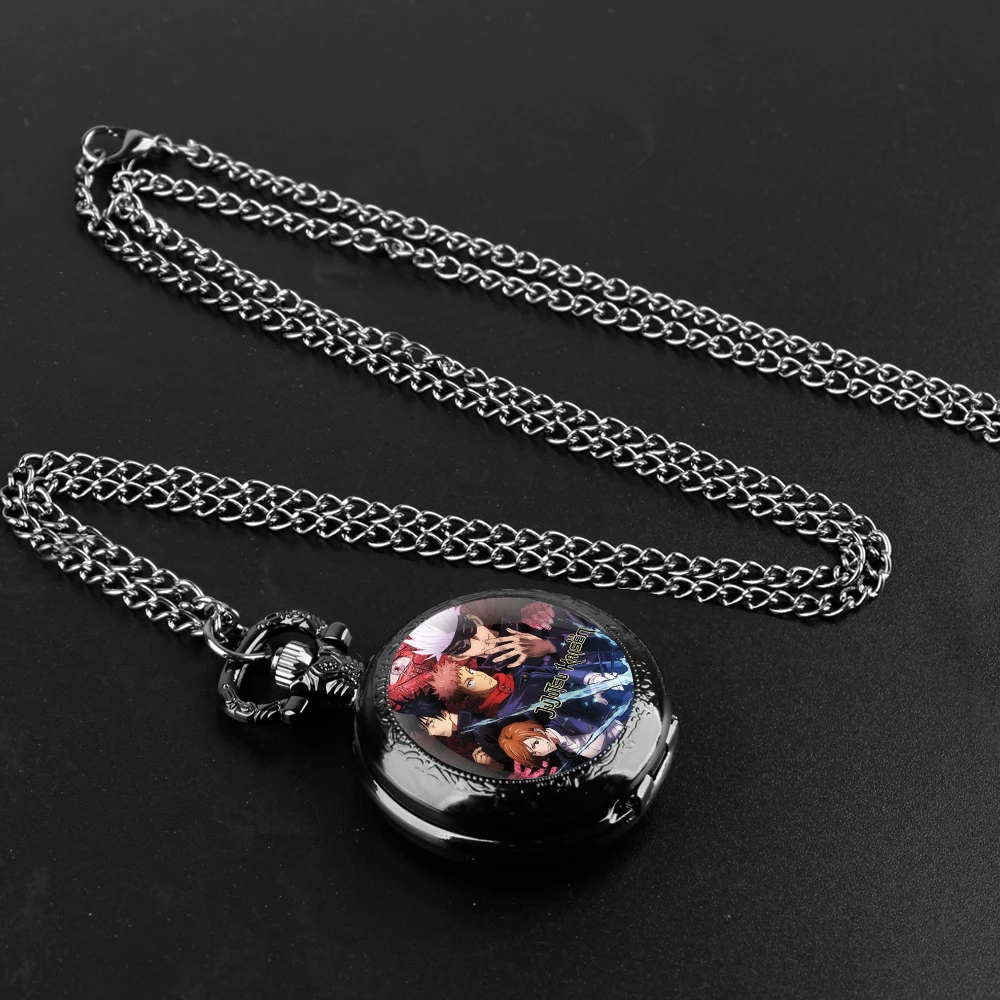 Nieuw Quartz Zakhorloge Klassiek Anime Jujutsu Kaisen Thema Glas Koepel Arabische Cijfers Hanger Ketting Mannen Vrouwen Cadeau