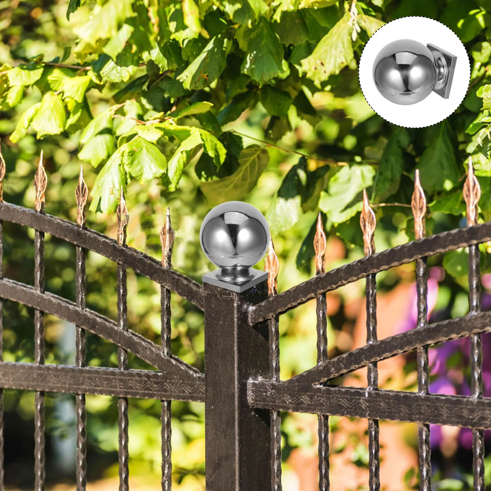 Cache-poteau de garde-corps en acier inoxydable, design intégré carré et sphérique, robuste et fiable, pour poteaux de clôture et escaliers