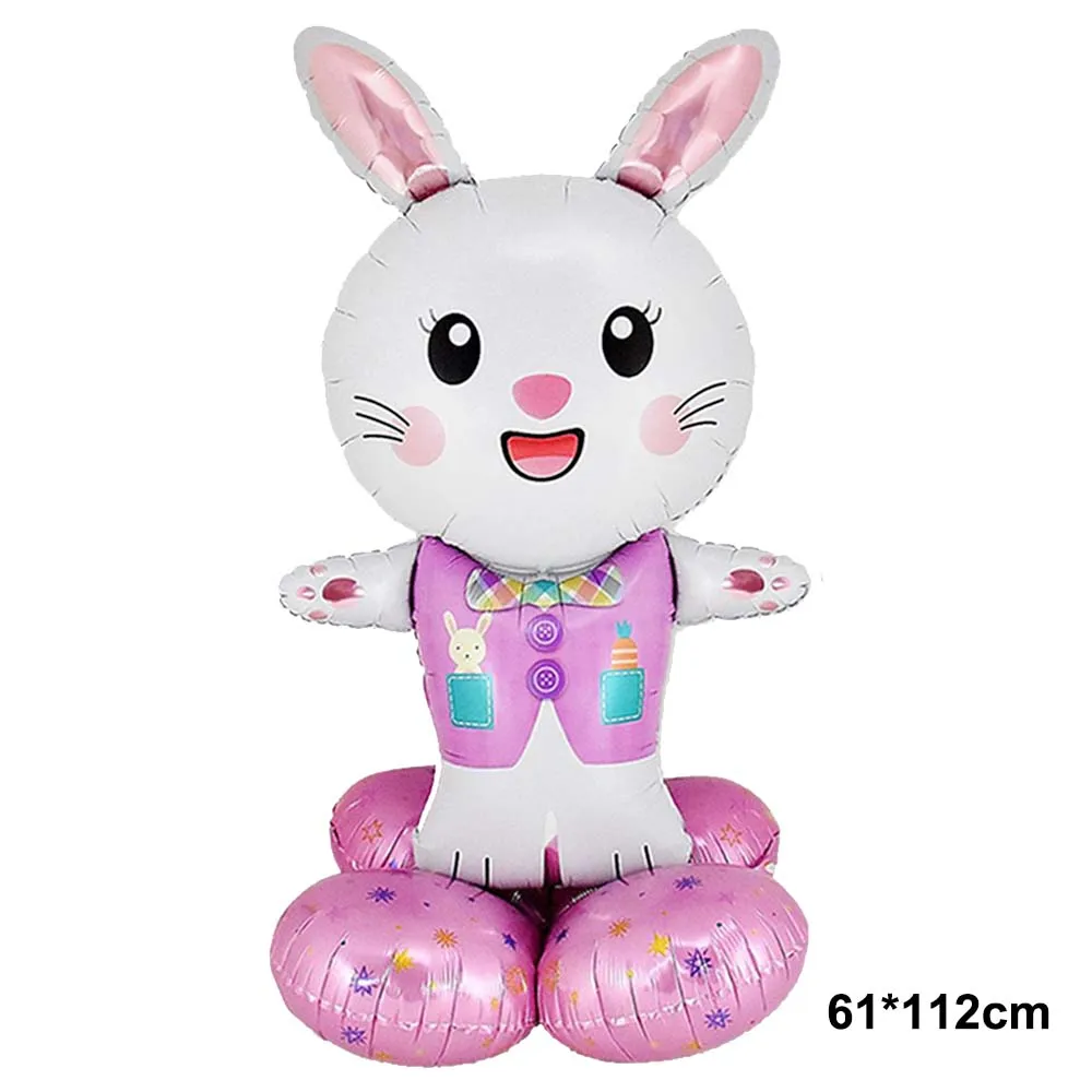 Easter Cartoon Bunny Balloons Cute Standing Rabbit Balloons Happy Easter Party Decoration Supplies Children Favor Gifts