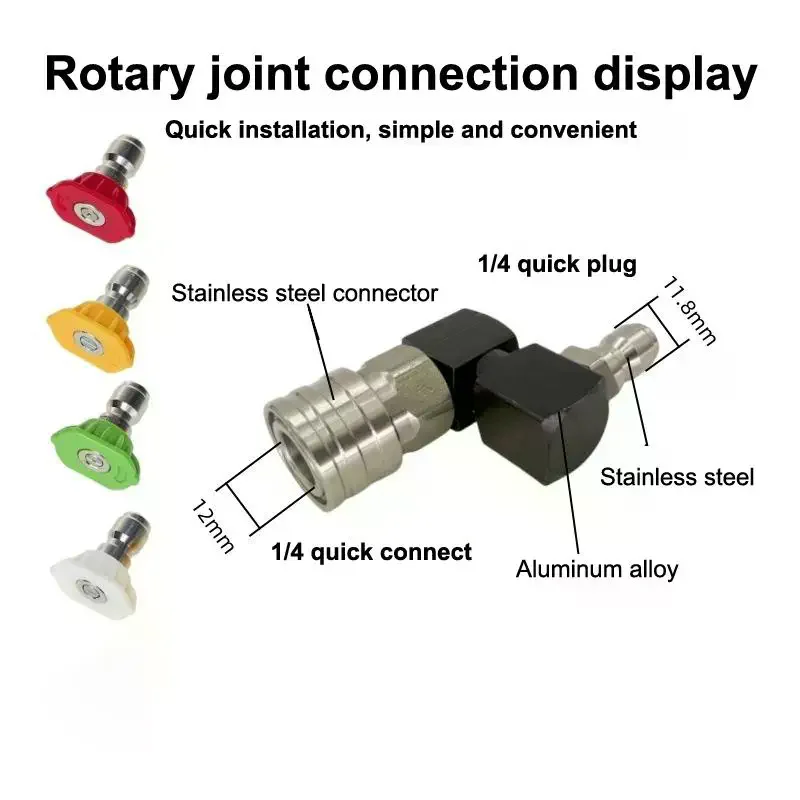 360° Rotating Pressure Washer Gun Jet Nozzle, 1/4