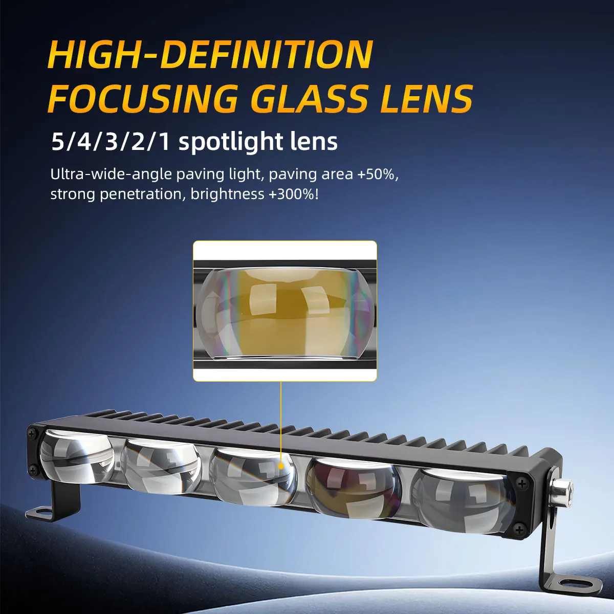 1PCS 4/5LENS Laser Front Grille Long Row Work Light White Yellow Dual Color Motorcycle Auxiliary Spotlight 12-30V Universal