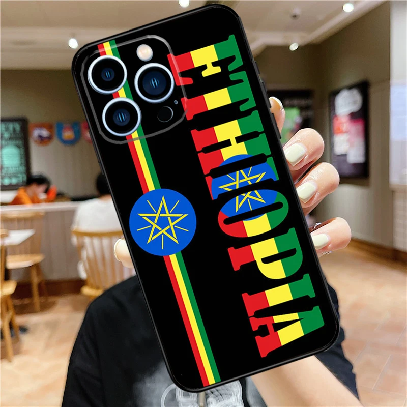 Ethiopia Flag Phone Case For iPhone 15 13 12 11 14 Pro Max Mini X XR XS Max SE 2020 2022 7 8 15 Plus Cover